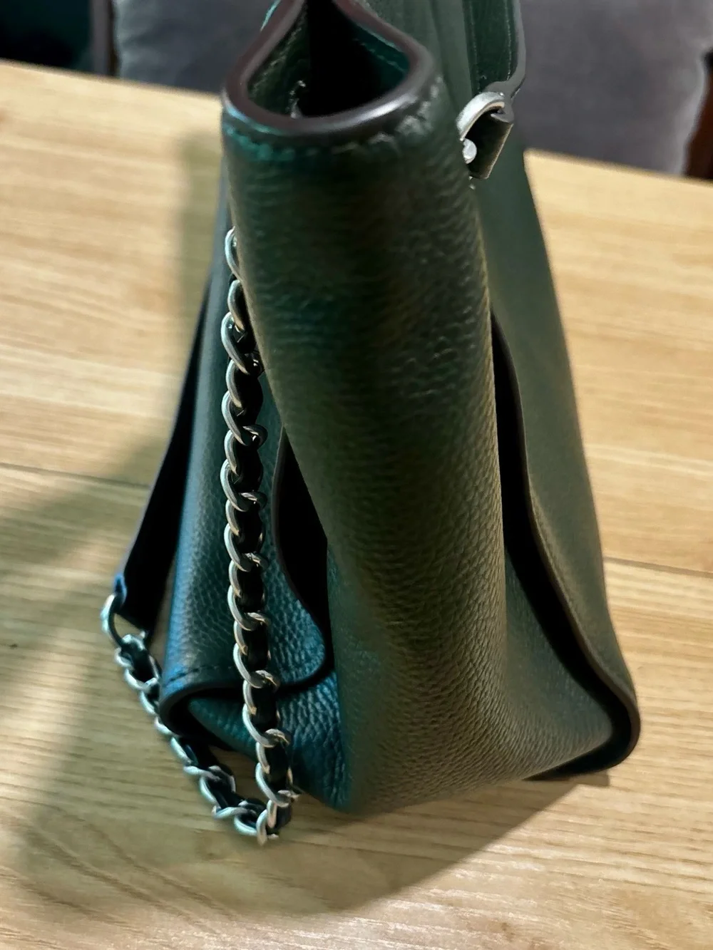 Tory Burch “Britten” Tote in olive/poblano green Pebbled Leather